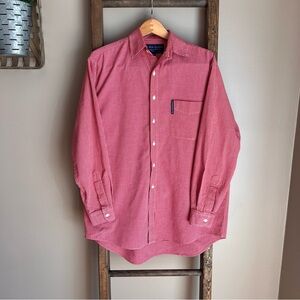 Abercrombie The Big Shirt Red Microcheck Gingham Long-Sleeve Button-Down Shirt
